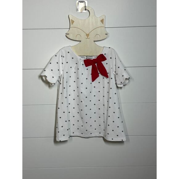 Catherine Malandrino Girls Star Tunic Red Bow Mix Print Scallop Back Top size 3T - Picture 4 of 6